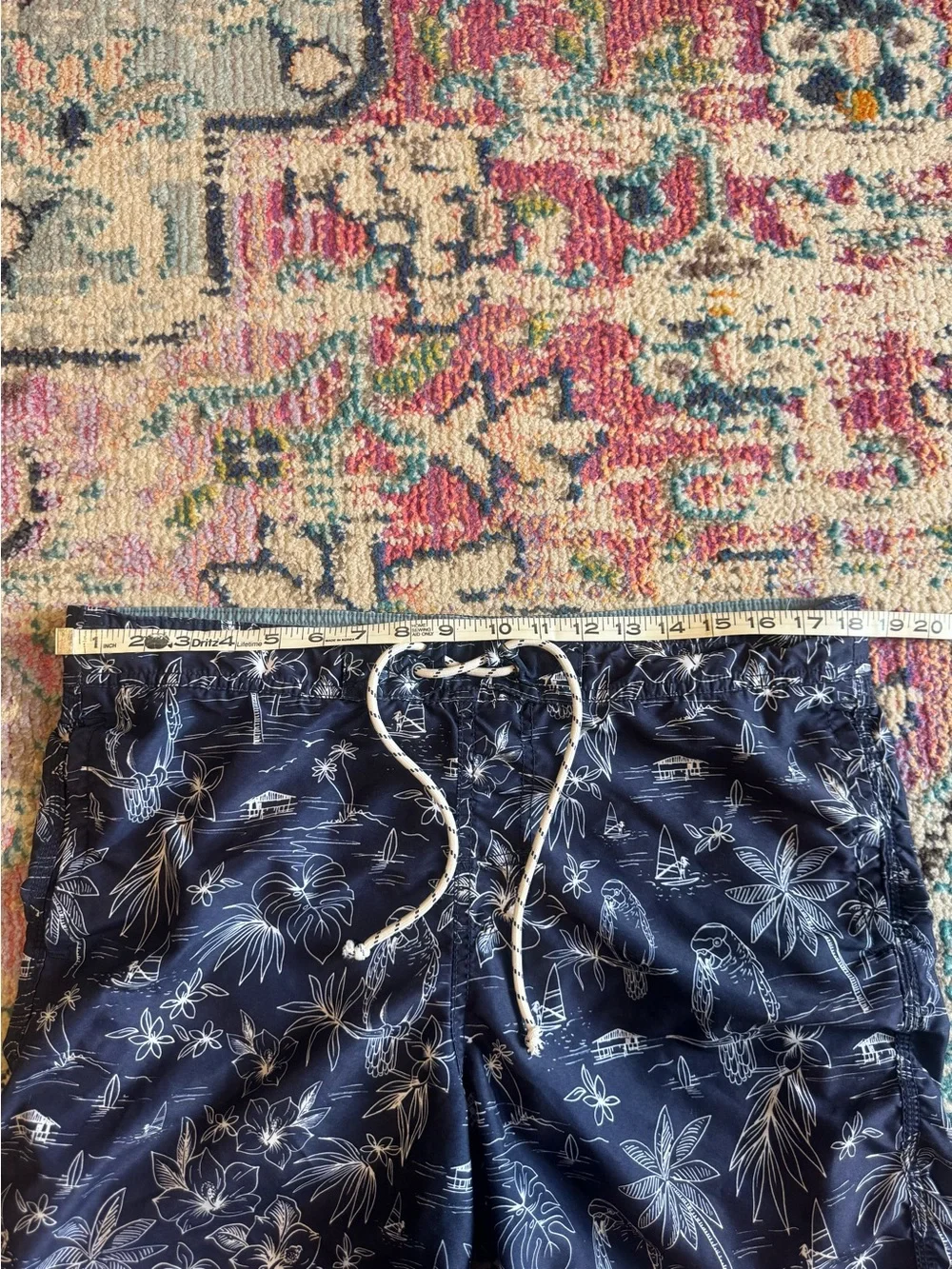 Goodfellow & Co Men’s Navy Blue Tropical Patterned 8” Board Shorts Swim Trunks